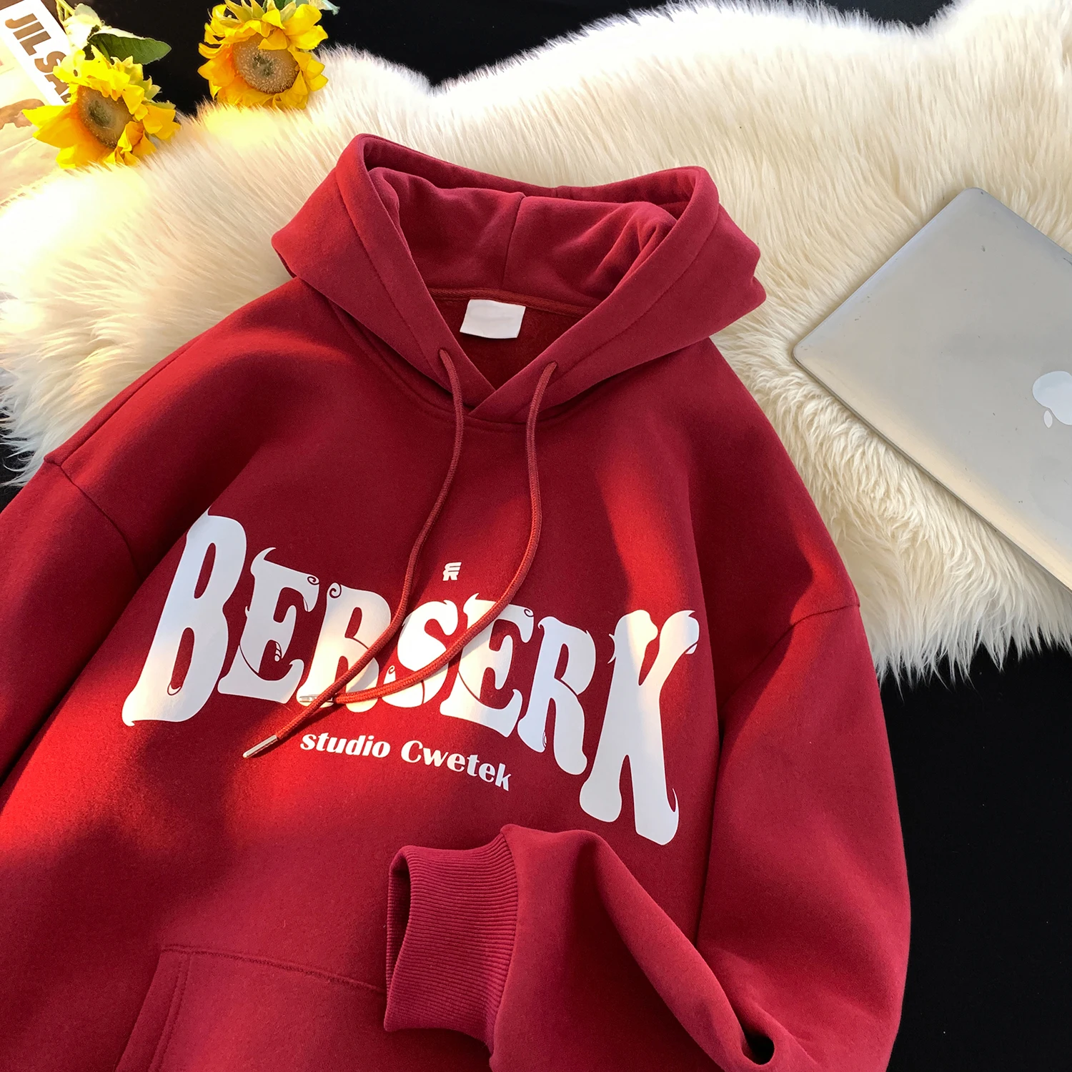 

Thiened Fce Men's Sweatirt Spring Autumn Loose Fit Hoodie Letter Print Casual Top Youth Faion Streetwear Clothing