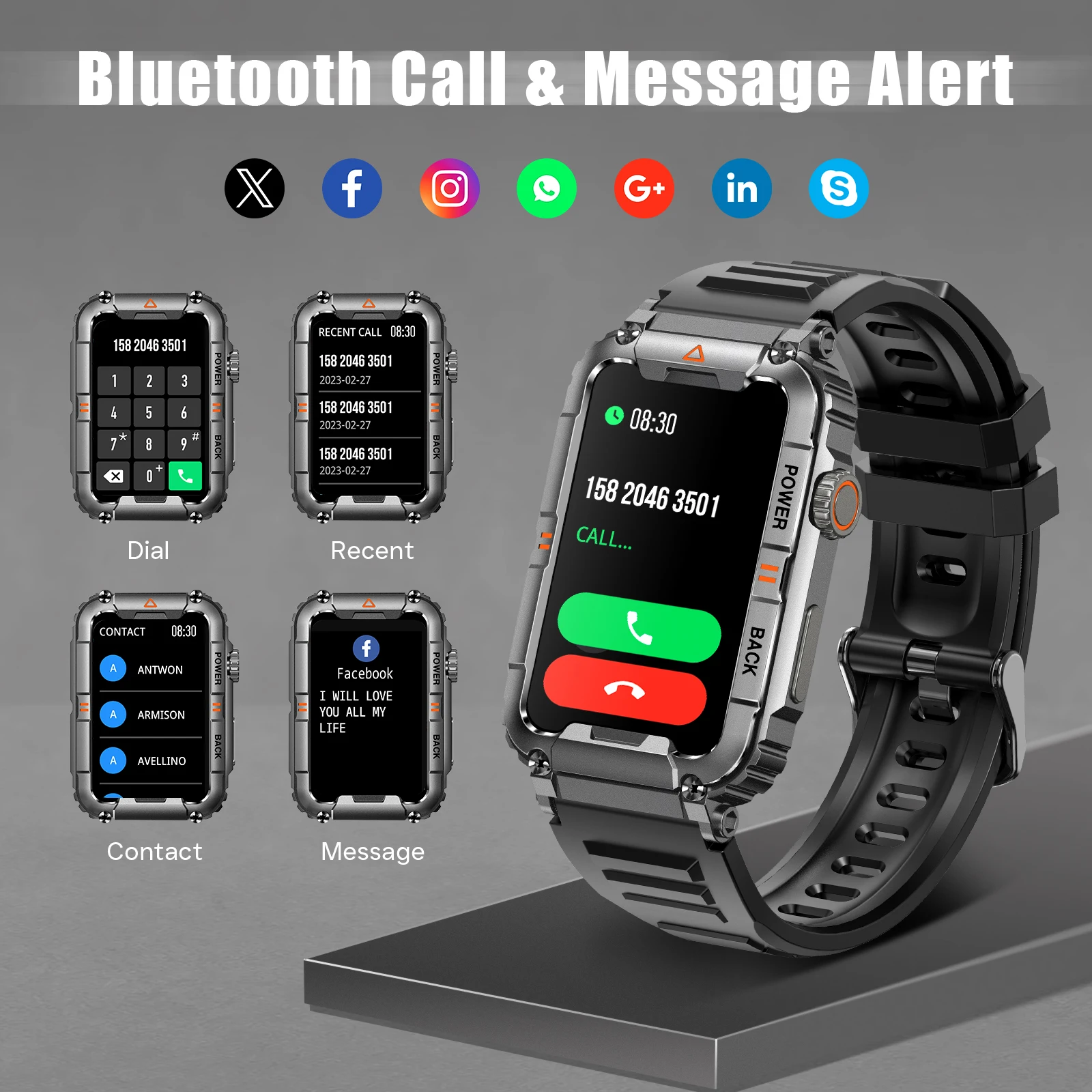 LaNikar New Military Smart Watch 100+ Sports Modes Health Monitor Bluetooth Call IP67 Waterproof Men Women For IOS Android KR88