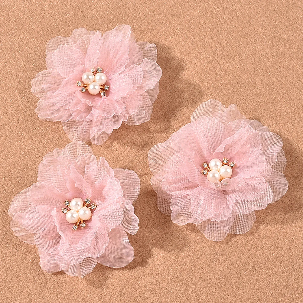 

3Pcs Lovely Flower Barrettes Pearls Embellished Hair Clips Girls Hair Decoration flower hair clip hairpin