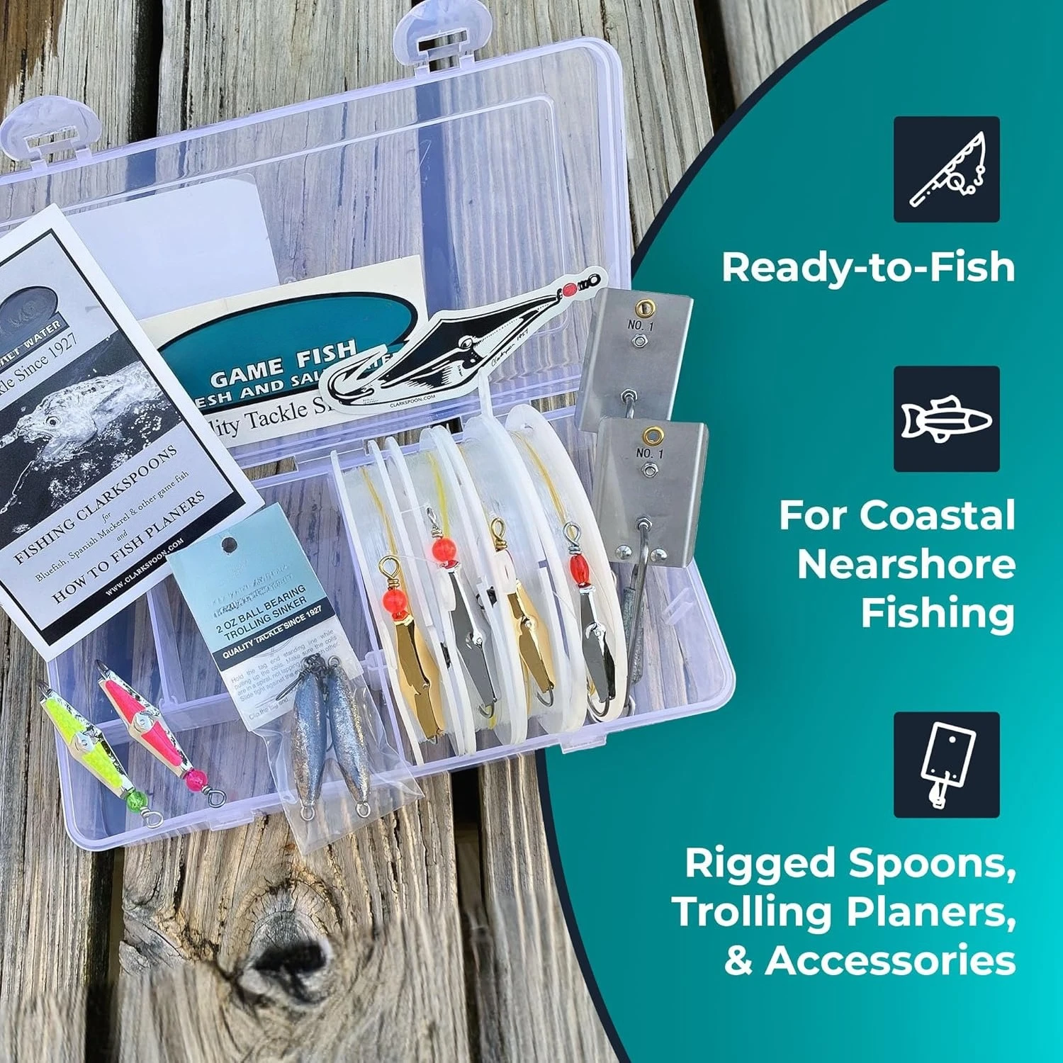 Kit de pesca de curricán listo para peces: equipo de pesca para aguas costeras, ideal para caballa española, pez azul, bonito, atún y más