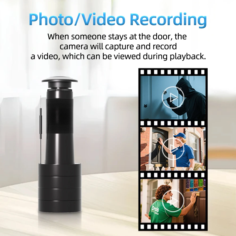 كاميرا ICSEE 3MP HD ثقب الباب واي فاي 170 °   عارض الباب ذو الزاوية الواسعة، كشف الحركة، أمن المنزل الذكي، تسجيل تلقائي لاسلكي على شكل عين القطة