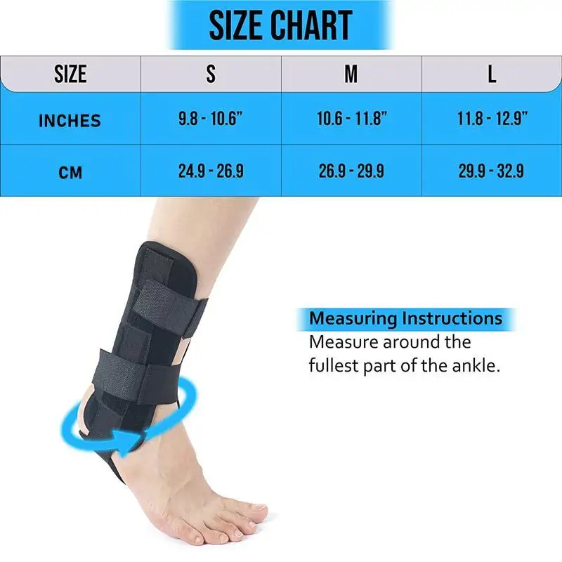 1PCS Ankle Brace Stabilizer Adjustable Ankle Splint Support for Sprains Tendonitis Post-Op Cast Support Pain Relief