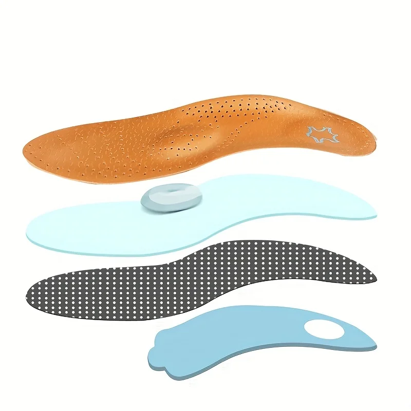 1 Pair Leather Orthopedic Insoles Orthotic Arch Support Instep Flat Foot Shoe Pad Fit In O/X Leg Corrected Insert