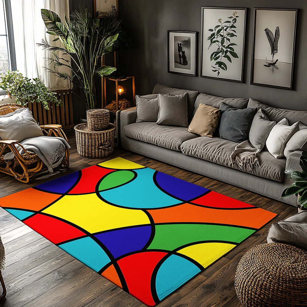 

Geometric Area Rug Modern Abstract Carpet Living Room Floor Mat Home Decor Non Slip Indoor Outdoor Doormat Stylish Floor Coverin