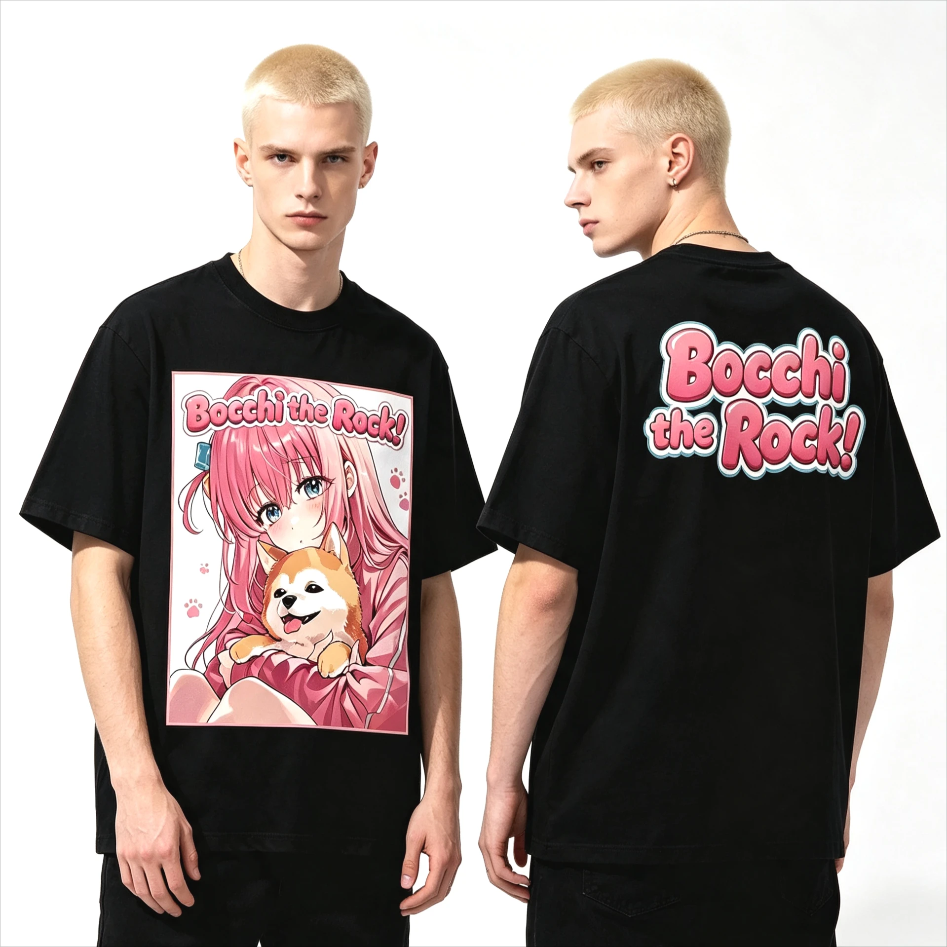 2026 Summer Hot Sale Anime Bocchi The Rock T Shirt Y2K Unisex Gothic Round Streetwear T-shirt Print Crew Neck Casual T Shirt