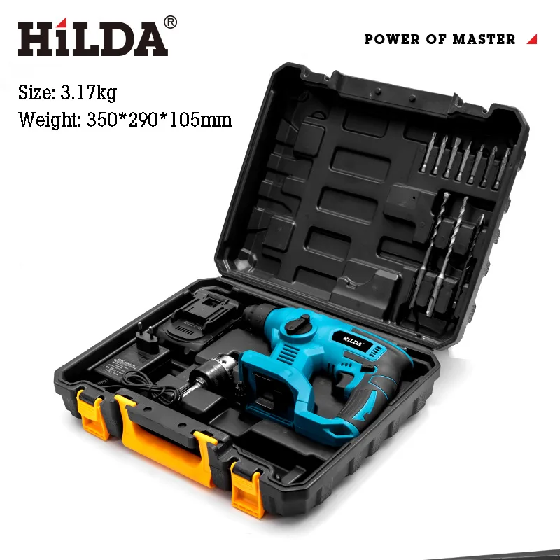 Power Tools Hilda High Power Electric Hammer Electric Screwdriver Brushless Industrial Grade Multi-Function Percussion Drill 046