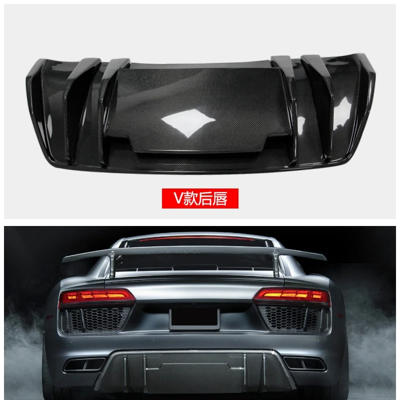 R8 Real Carbon Fiber Material Rear Lip Bumper Shovel Diffuser Car Modification Body Kit For Audi R8 V10 Coupe Tuning 2017-2019