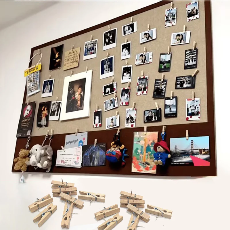 50 Teile/schachtel Holz Clip mit Pin Bunte Foto Holz Clip Filz Bord Kork Wand Dekoration Push Pin Büro Schreibwaren