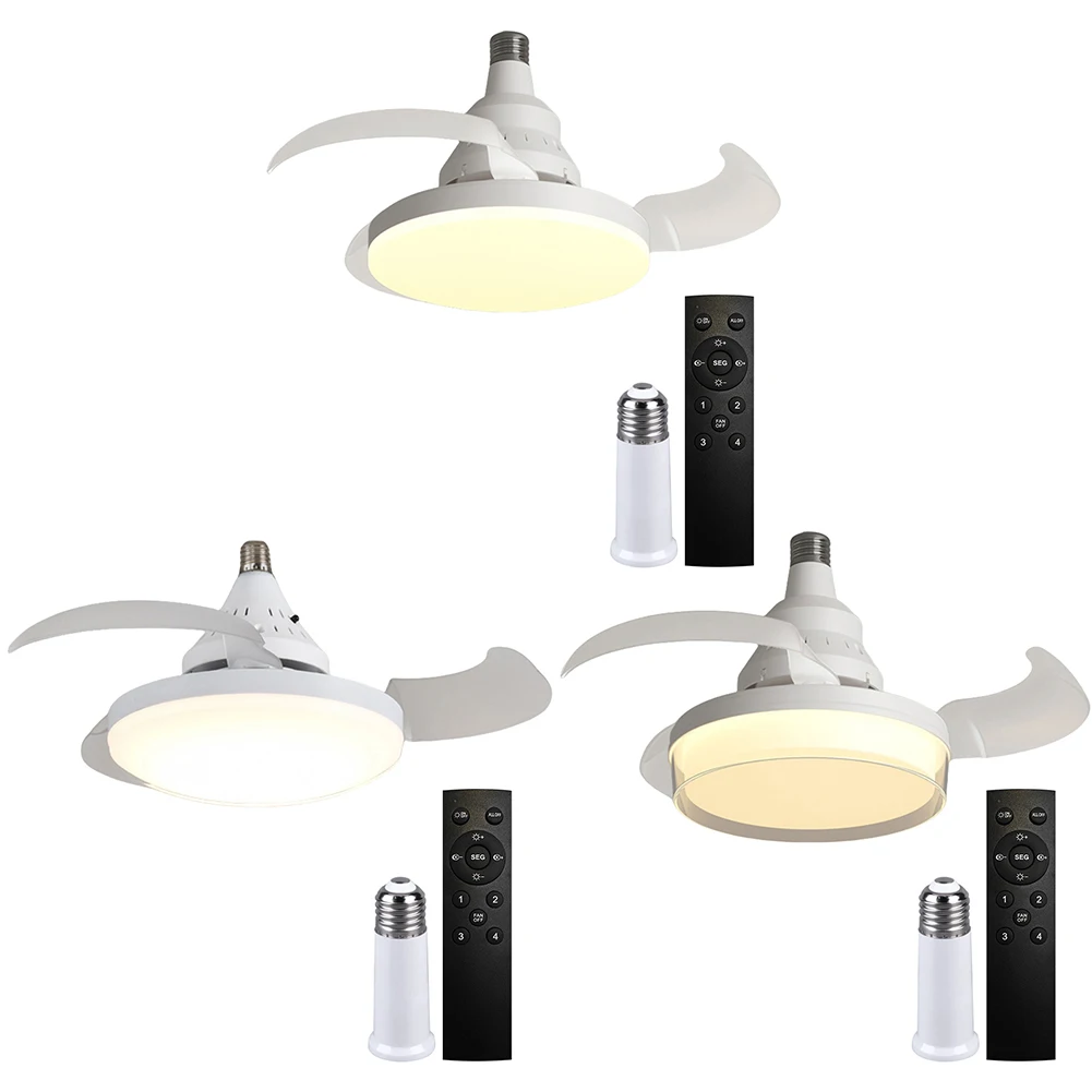 Kipas Gantung Portabel dengan Lampu LED, Remote Control, Kipas Peredup, Kipas Langit-langit Listrik Senyap untuk Ruang Makan, Kamar Tidur, Ruang Tamu