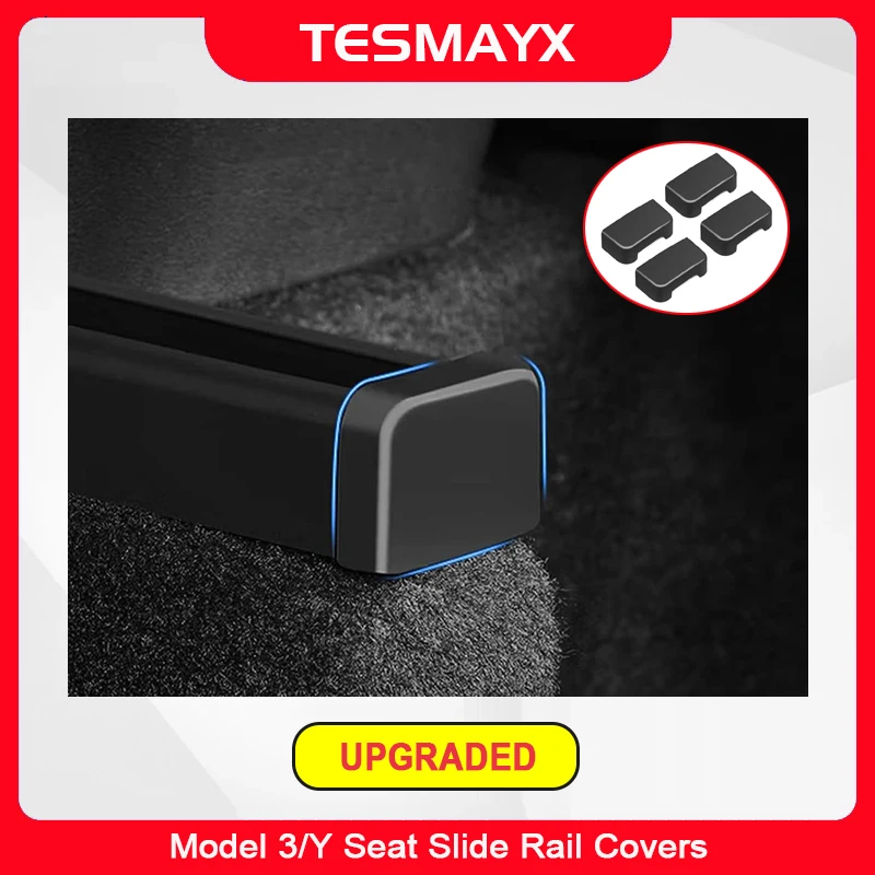 테슬라 모델 Y 액세서리 용 4pcs 시트 레일 커버 보호대 2024 2023 2022 전면 후면 엔드 피스 뒷좌석 슬라이드 보호 매트