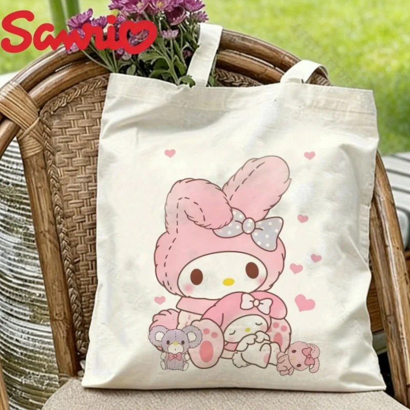 

1PC Sanrio My Melody Canvas Bag Double-sided Friends Print Eco-friendly Reusable Shoulder Bag