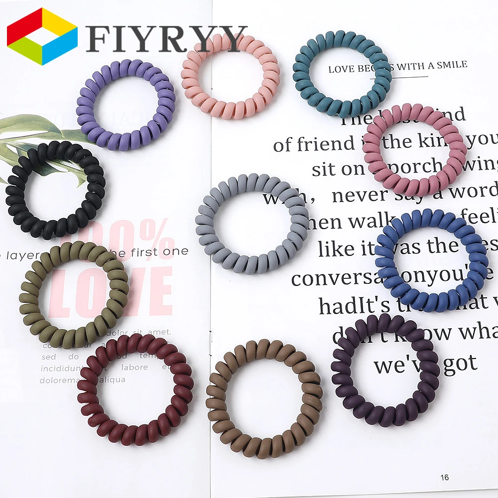 New Fashion Matt Solid Telephone Wire Hair Tie Elastic Hair Band Frosted Spiral Cord Rubber Band Stretch Gum Hair Accessories