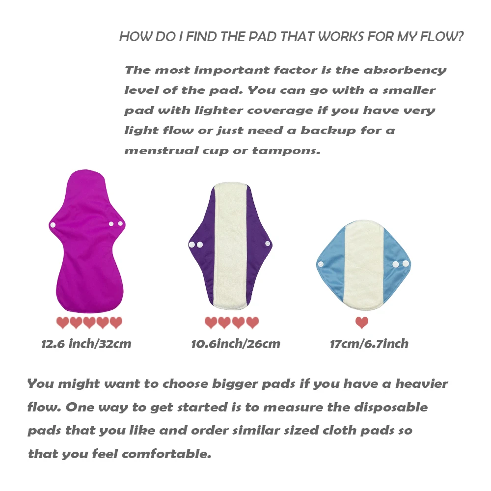 7 عبوات من الفوط الصحية القابلة للغسل وصديقة للبيئة وقابلة لإعادة الاستخدام مع أجنحة للفتيات والنساء والمراهقين - وسادات سراويل داخلية للفتيات ﻿