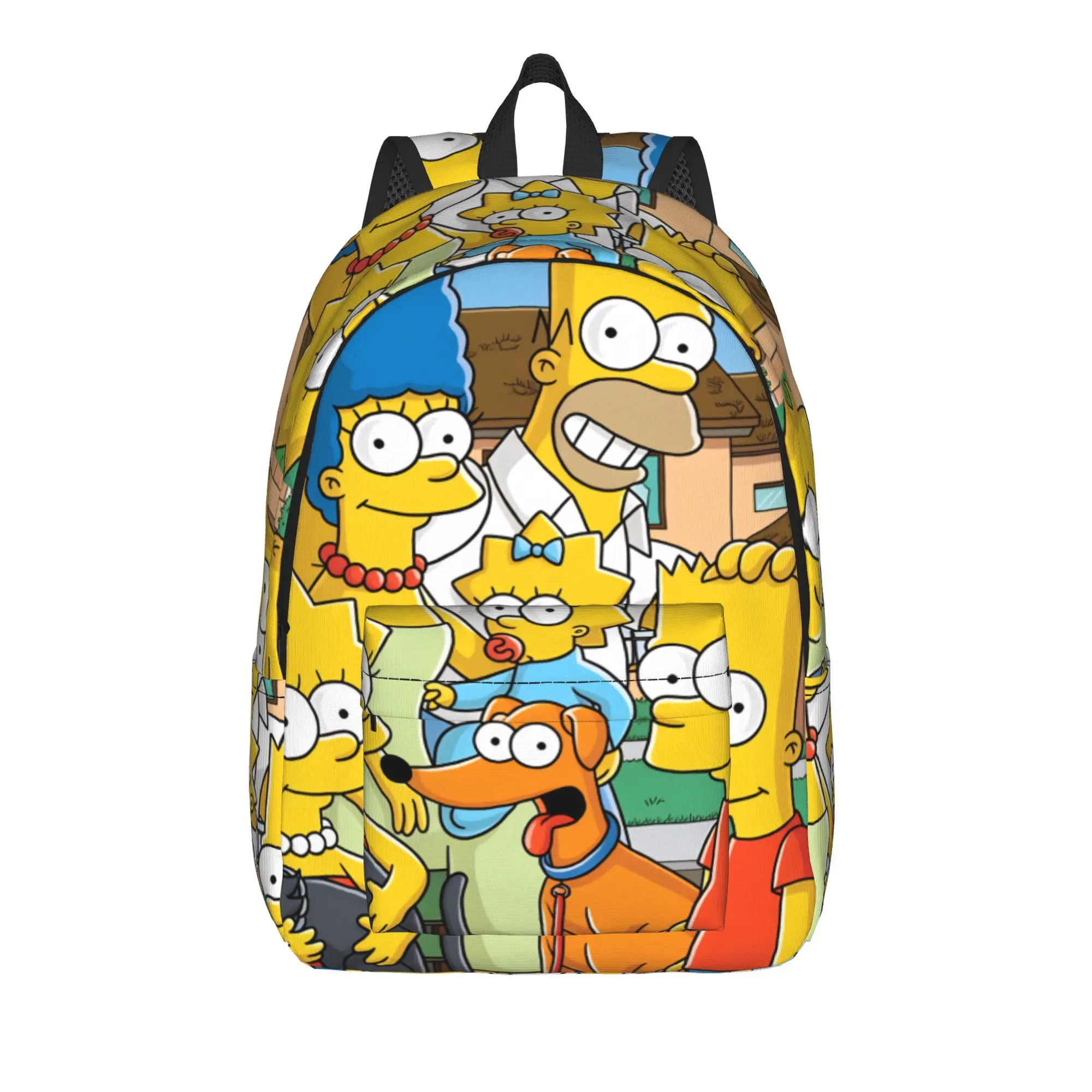 S-Simpsons Classic Family with Pets Portrait Backpack Kawaii Backpacks Men Outdoor Style Large School Bags Colorful Rucksack