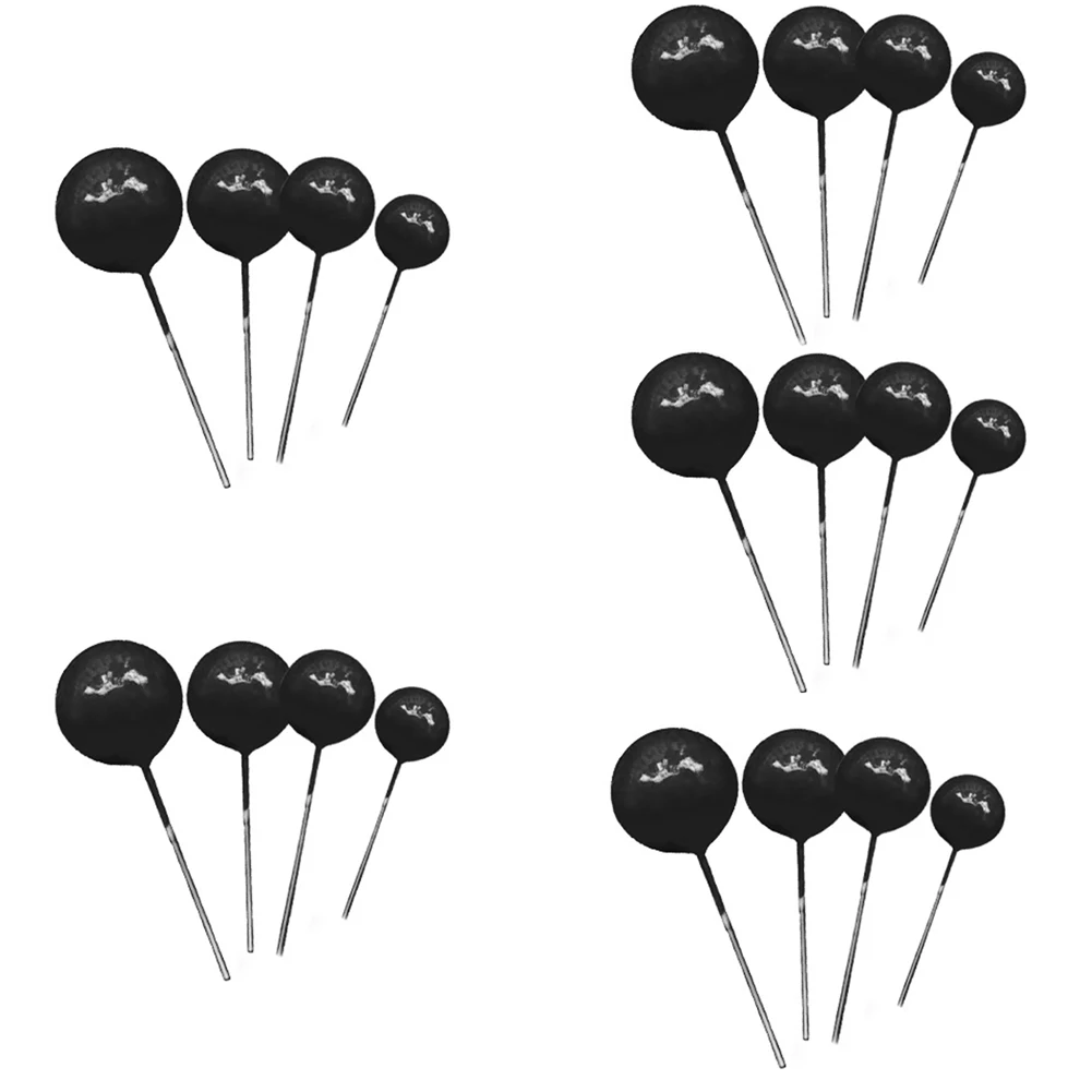 20Pcs Balls Cake Topper Happy Birthday Cake Insert Pick DIY Pile Up Insert For Birthday Party Cake Decoration Black Purple