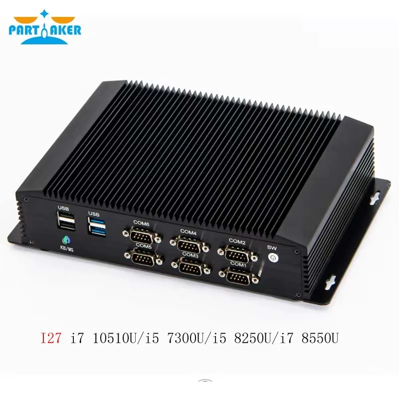 Mini PC industrial Intel i7-8550U i5-8250U i3-6157U i5-7267U 6COM RS232 RS422 RS485 HDMI VGA GPIO PS2 Puertos