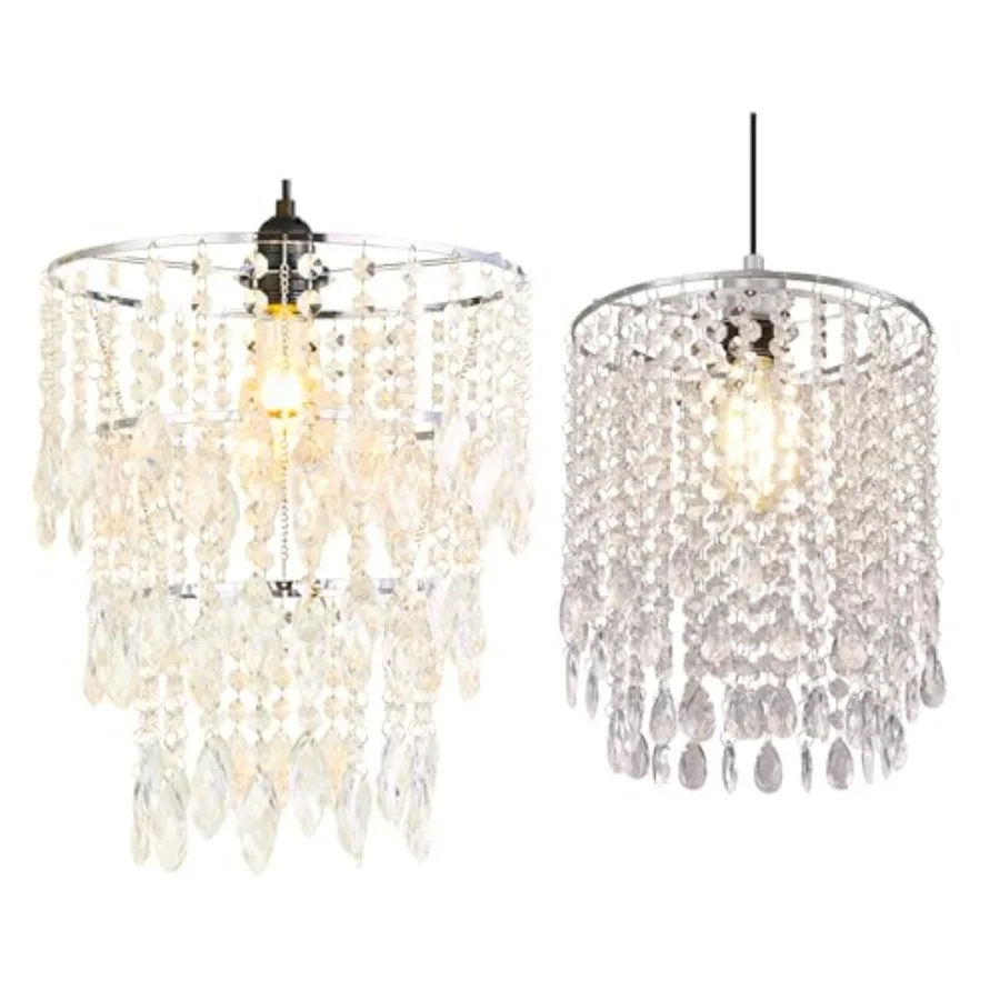 

Chandelier Shades Mini Crystal Light Acrylic Beaded Hanging lamp Modern 2/3-Tiers Pendant Light Sparkling Ceiling Decor Lampsha