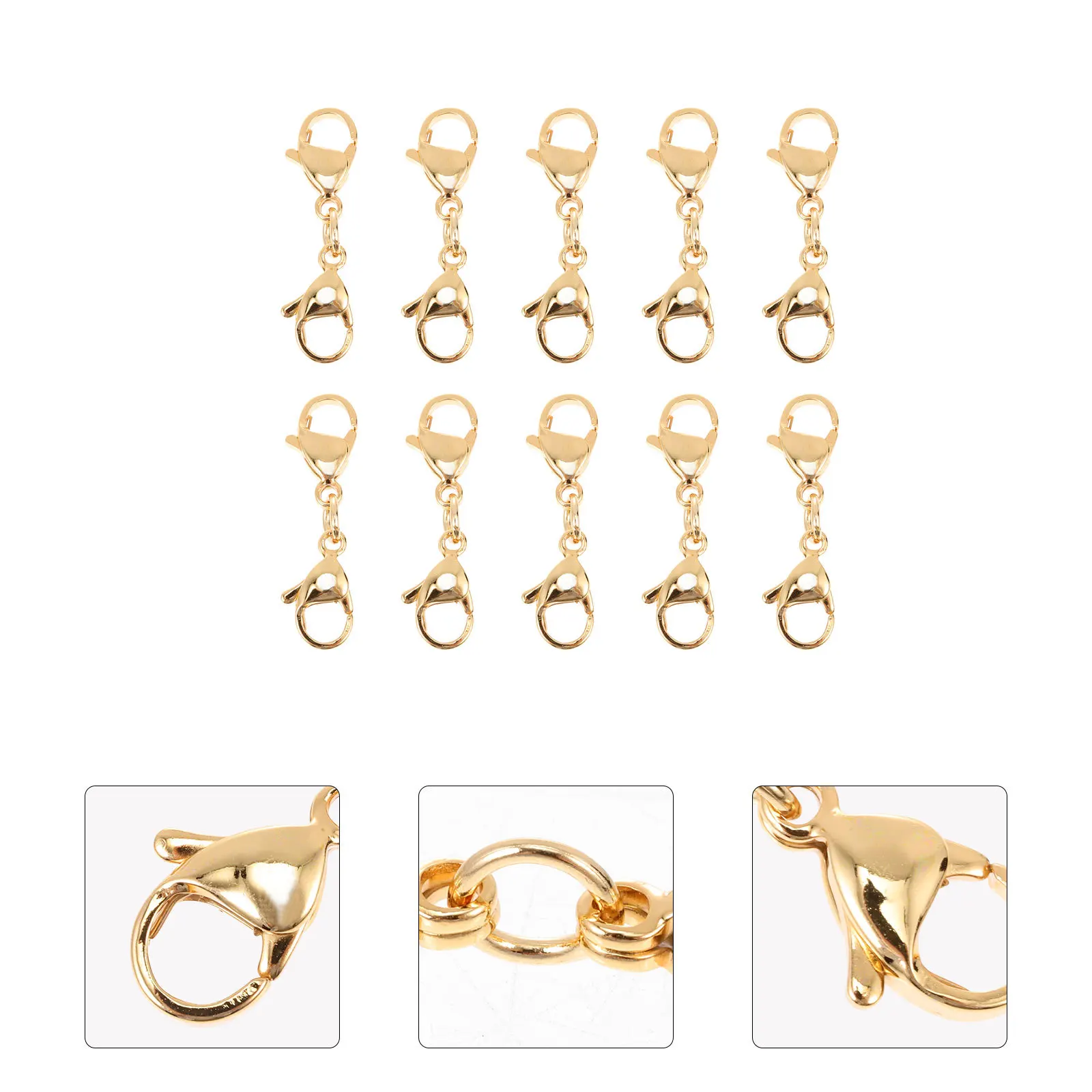 

10Pcs Strong Lobster Clasps with Smooth Release Mechanism for DIY Jewelry Crafting Necklace Connector Bracelet Extender Double