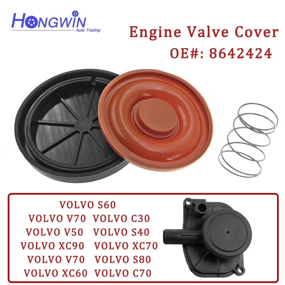 New 8642424 1033347 PCV Valve Cover Repair Kit Cap With Membrane For Volvo C30 C70 S40 S60 S80 II V50 V70 II III  XC60 XC70 XC90