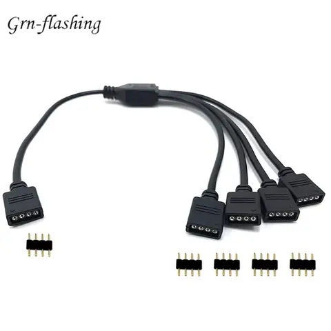 Connecteur de ruban LED RGB 4 broches 1 vers 1 2 3 4 5, câble répartiteur d'alimentation, connecteur femelle à aiguille 4 broches, fil pour bande lumineuse LED RGB