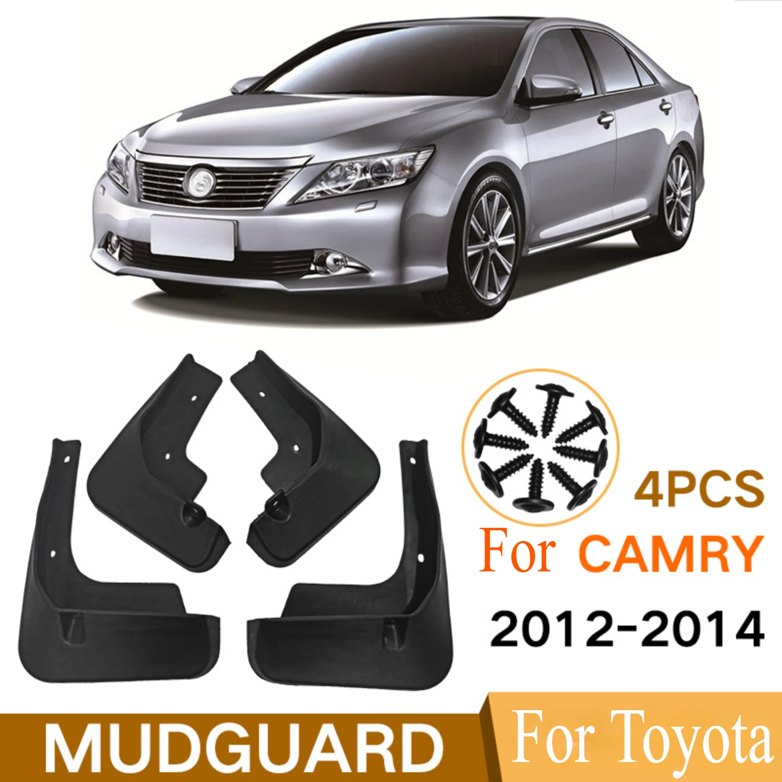

For Toyota Camry 2012-2014 Regular Version Mud Flaps 4Pcs Car Splash Guards Anti-Splash Durable Rubber Fender Mudguards