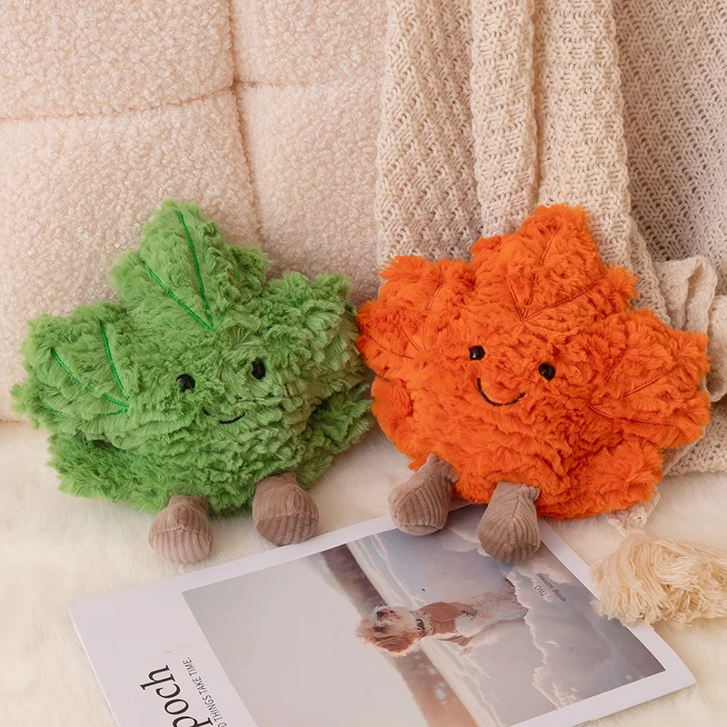 Kawaii مابل ليف ألعاب من نسيج مخملي لطيف الخريف ورقة محشوة النبات دمية لينة ديكور المنزل محبوب بلوشي هدية لفتاة