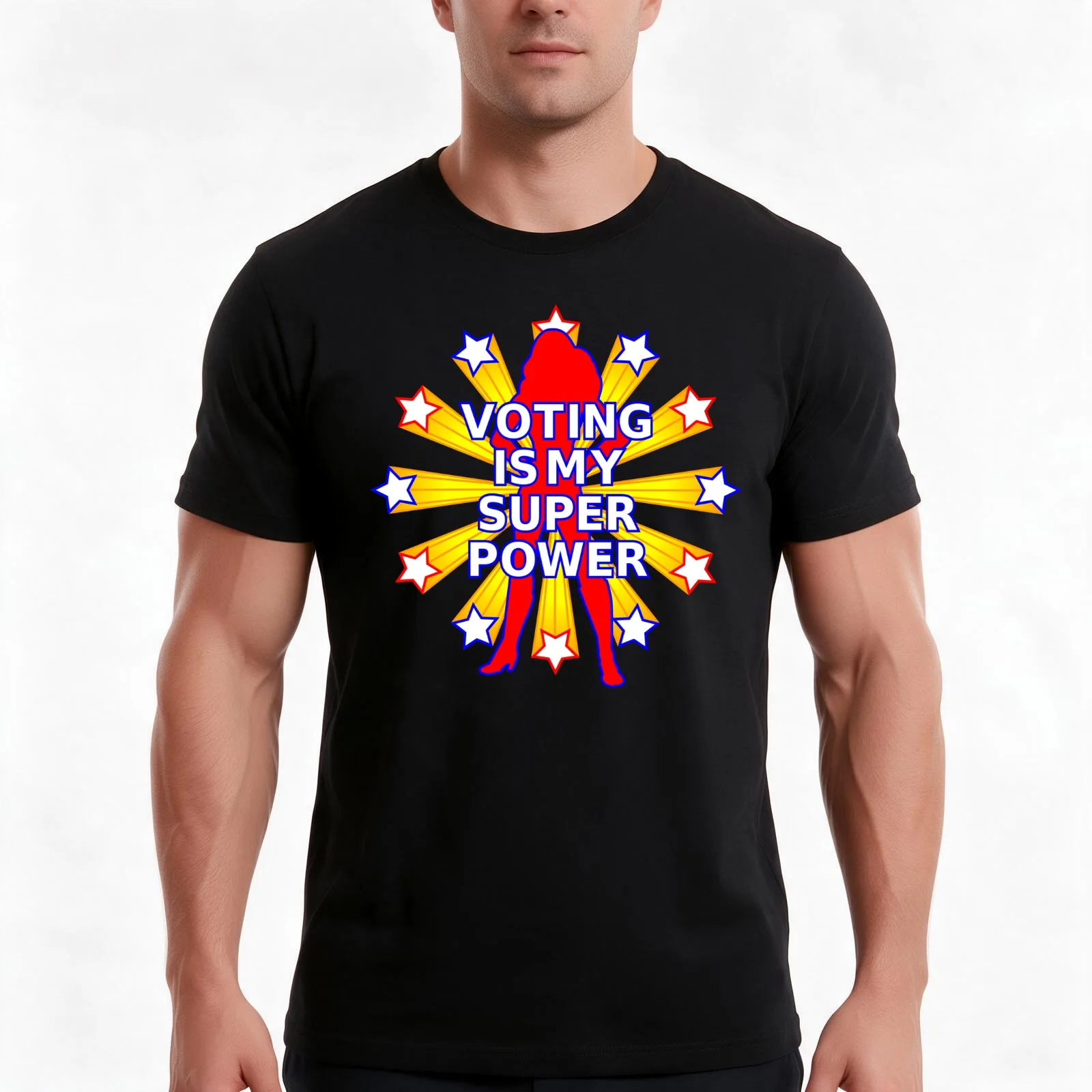 Voting Is My Super Power T-Shirt, Summer Casual Cotton Tee, Oversized Streetwear Tops, Vintage Graphic Print, Unisex Men Women