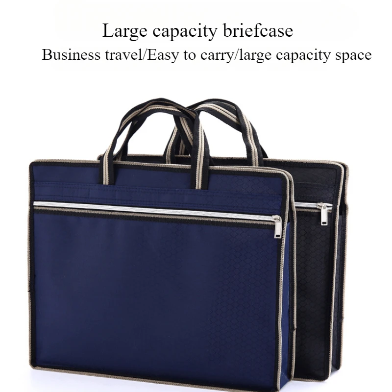 Portable Briefcase with Handle Anti-stain Oxford Cloth Meeting Time Laptop Notebook Storage Handbag Daily Use