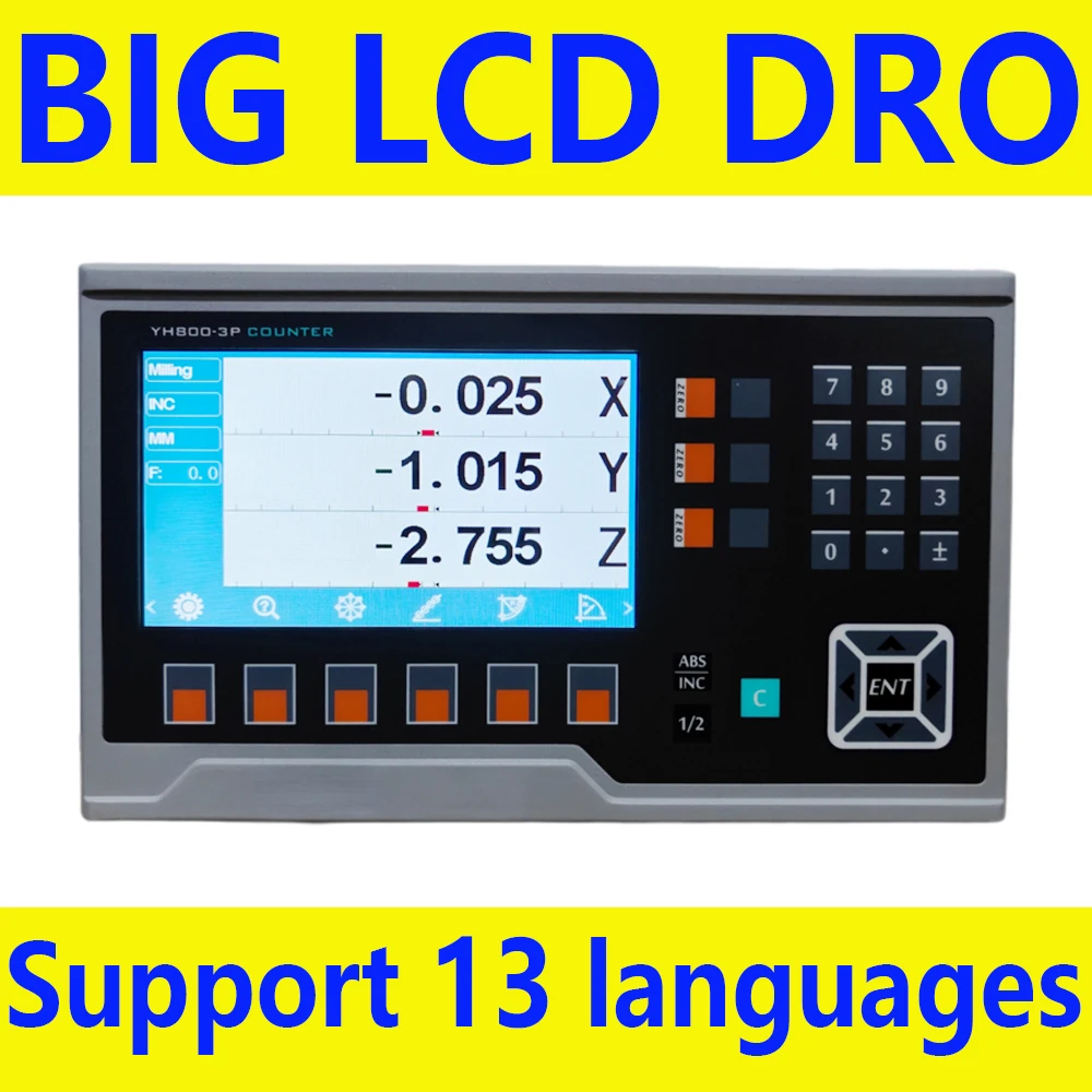 BIG LCD DRO YH800 Digital Readout 13 National Languages Metal Iron Shell Anti-Interference 2 3 Axis YH800-2P YH800-3P