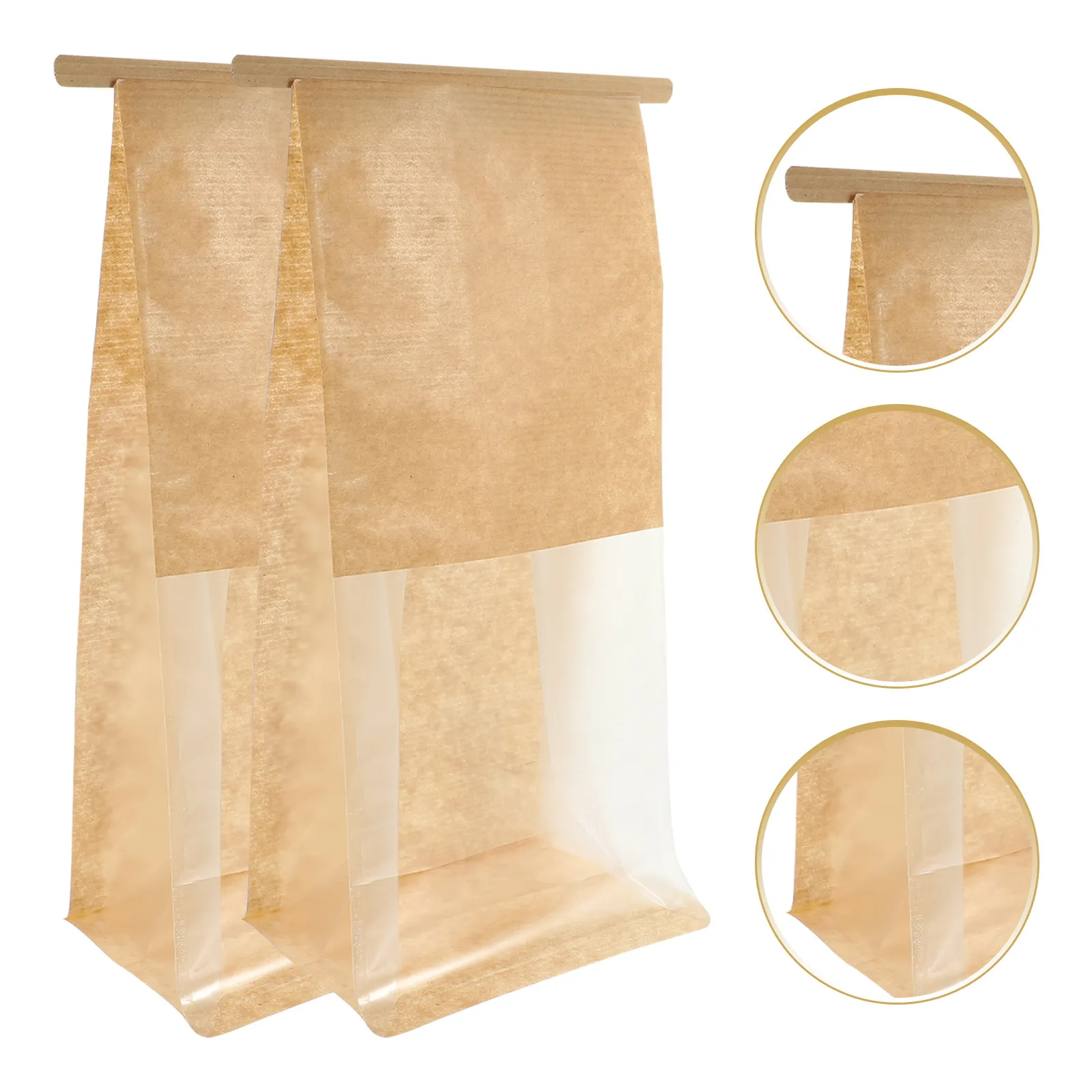 

50 шт. крафт-пакетов для хлеба с прозрачным окном, многоразовые упаковочные пакеты для выпечки, печенья, кондитерских изделий, аксессуары для пекарни
