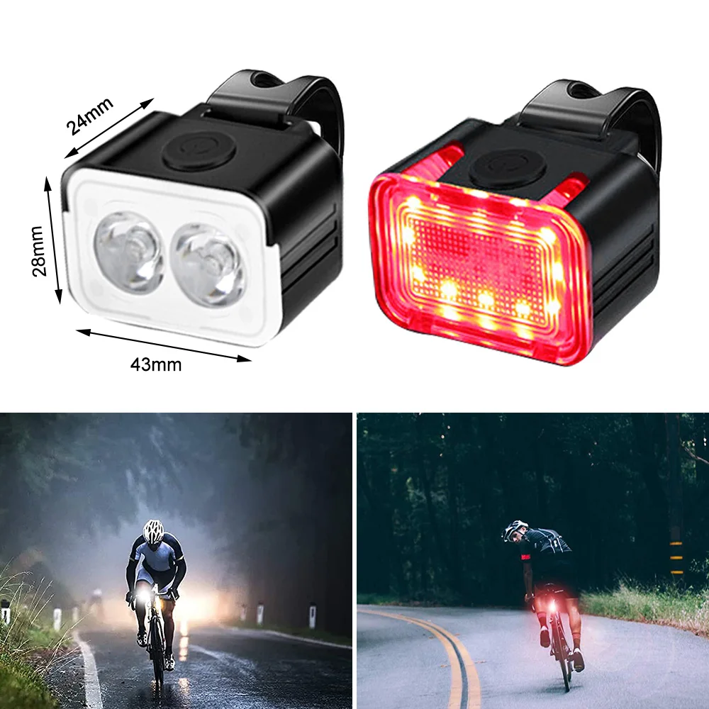 Mini Red/White Bike Light USB Rechargeable Front Rear Light Set MTB Safety Night Riding Warning Taillight Bicycle Accessories