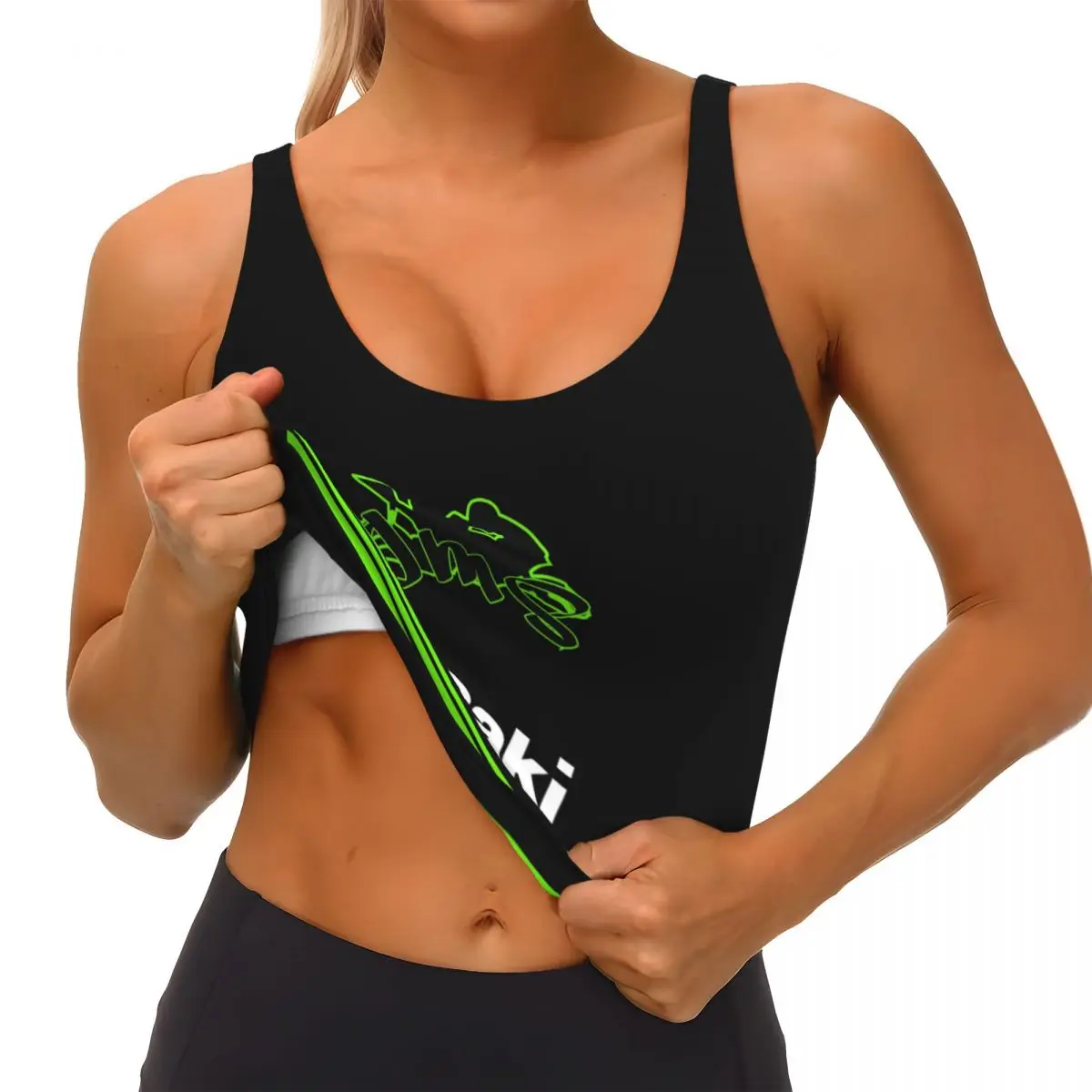 Custom Motorcycle Sport Racing Kawasakis Workout Crop Tank Tops for Women Running Sports Bras