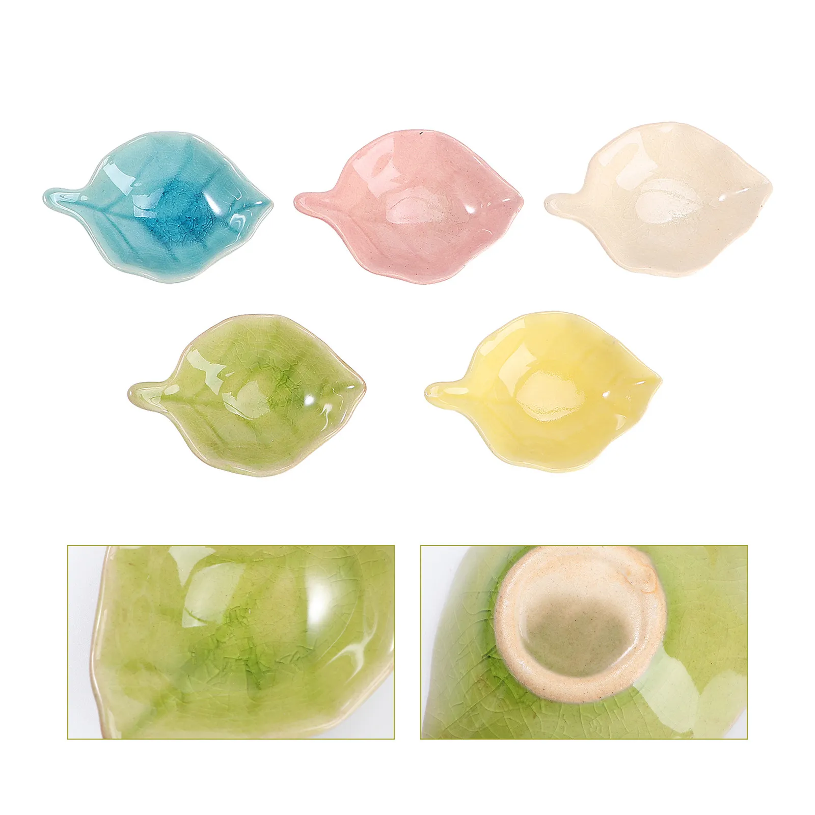 5Pcs Essential Oil Ceramic Dish Leaf Design Smooth Surface for Facial Mask Mixing Spa Salon Supplies Essential Oil Holder