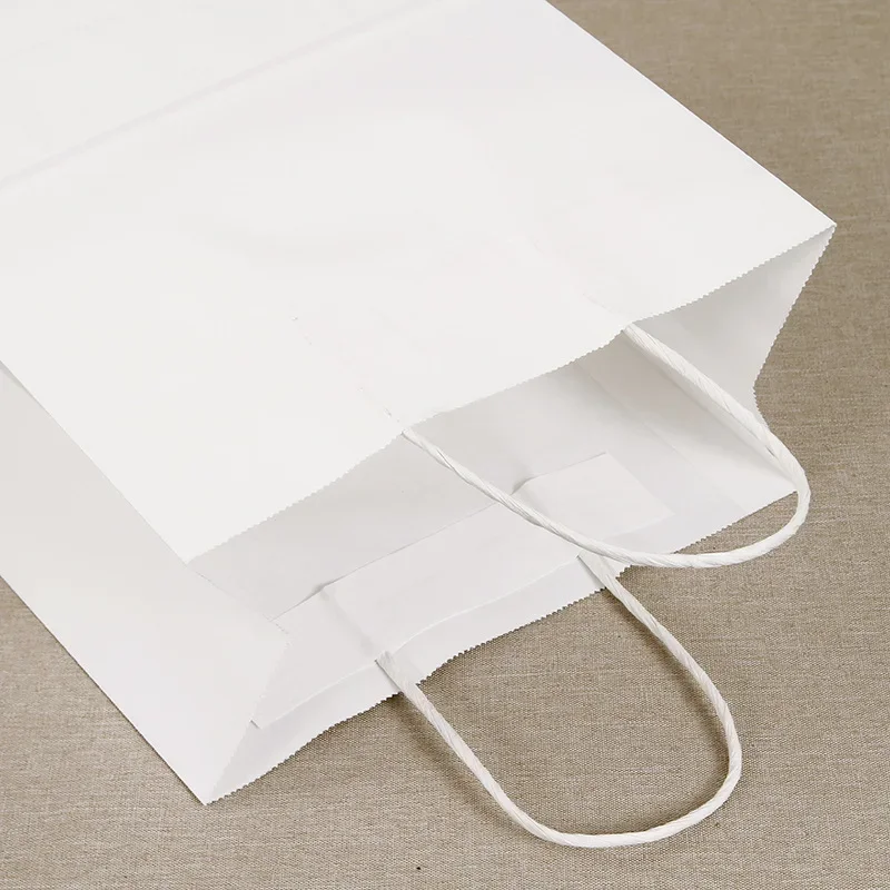 10/20 Stück Kraftpapiertüten mit Griffen, weiße Geschenktüten für kleine Unternehmen, Einzelhandel, Geburtstagsfeiern, Einkaufstüten – Detail 10