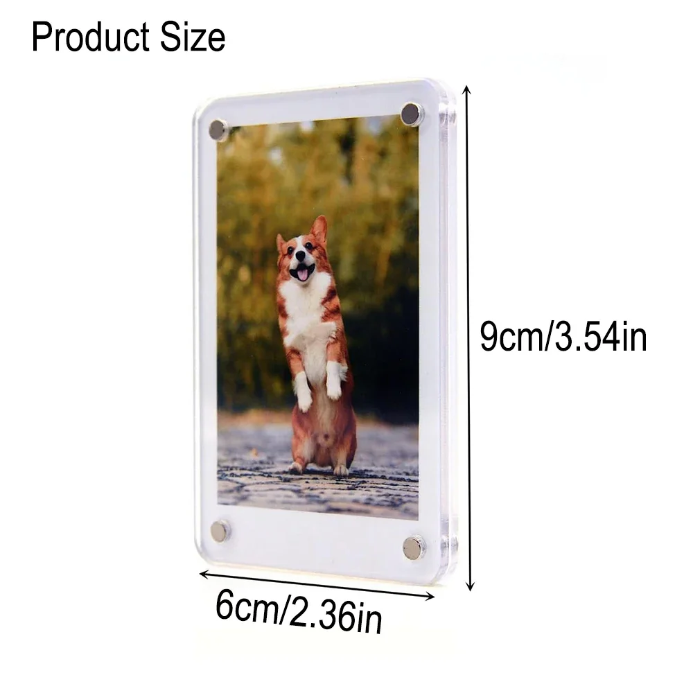 Acrylic magnetic photo frame, refrigerator mini photo frame, magnet double-sided, wallet size, suitable for Polaroid film