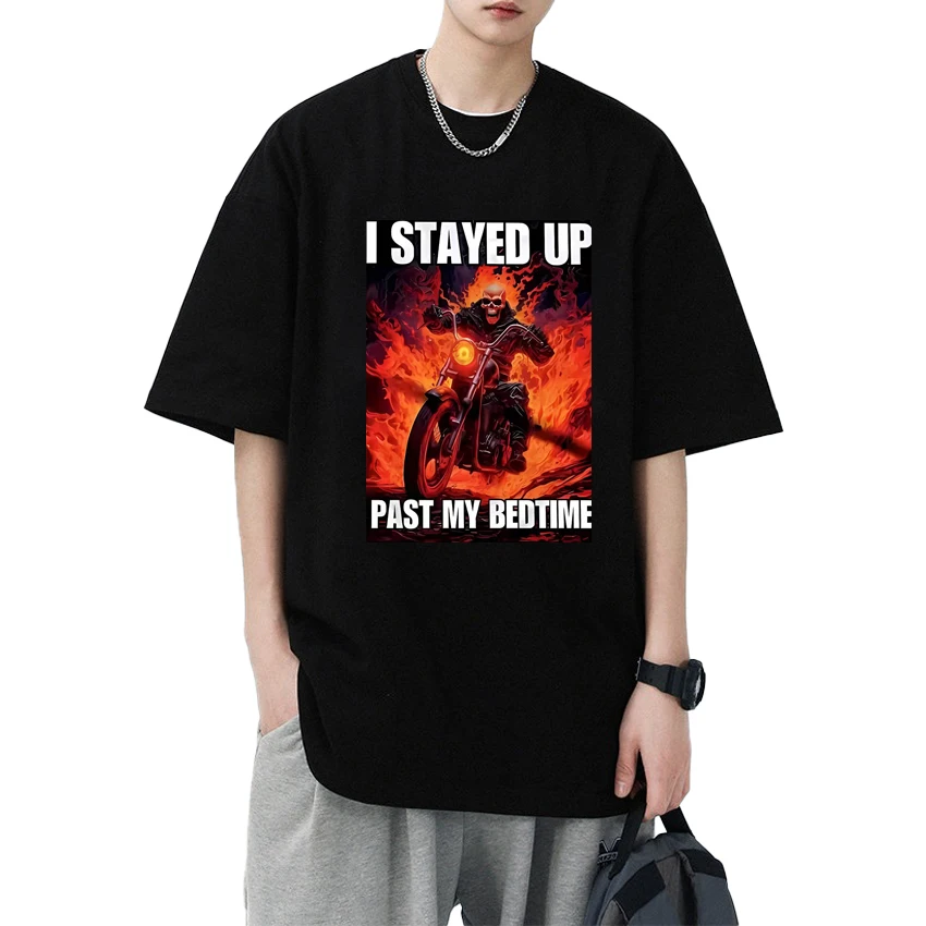 

Vintage I Stayed Up Past My Bedtime Funny Sleep Halloween T Shirt Men Women short sleeve T-shirts Unisex Oversized Cotton Tops