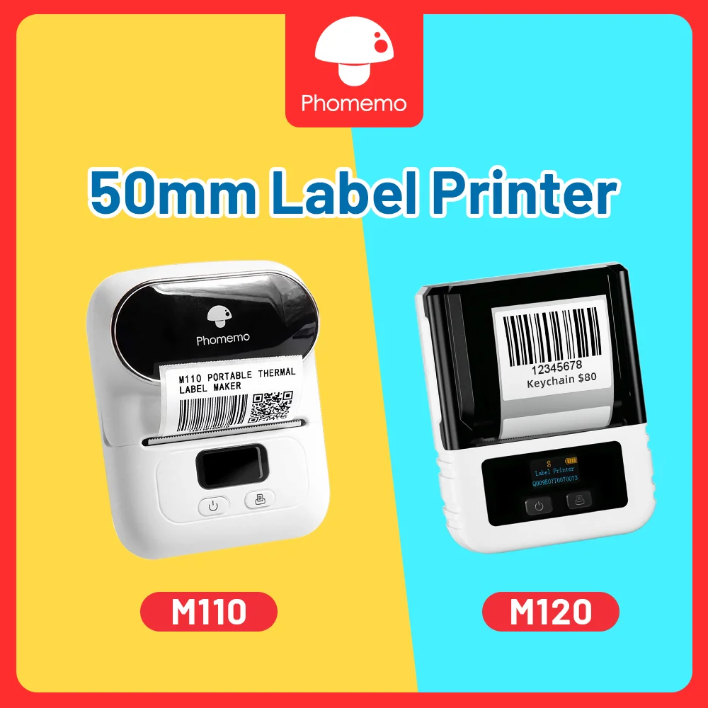 Phomemo M110 M120 Wireless Label Printer Portable Pocket Sticker Maker Bluetooth Thermal Adhesive Labeller Print Home Use Office