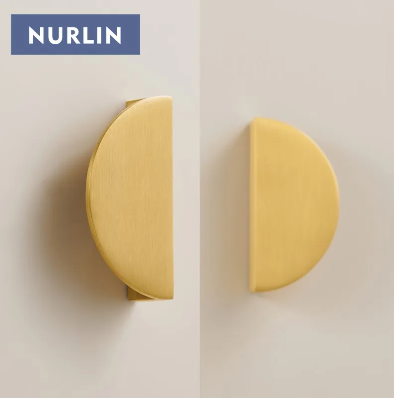 Nurlin Solid Brass Half Moon Doors Drawers Appliance Pull Hotel Kitchen Cabinet Decoration Cabinet Handles