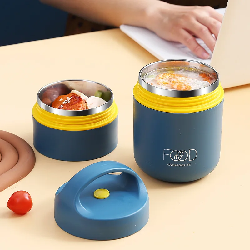 Double Layers Stainless Steel Insulated Lunch Box with Bag Portable Thermos Food Container for Work School Outdoor Thermal Cup view 4