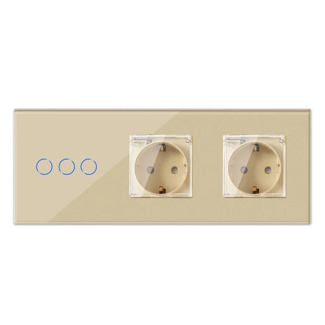 Imagem -04 - Bingoelec Soquete Duplo à Prova Impermeável Água com Interruptor da ue Soquetes e Interruptores 2way Painel de Vidro Cristal Toque Interruptor Luz para Casa