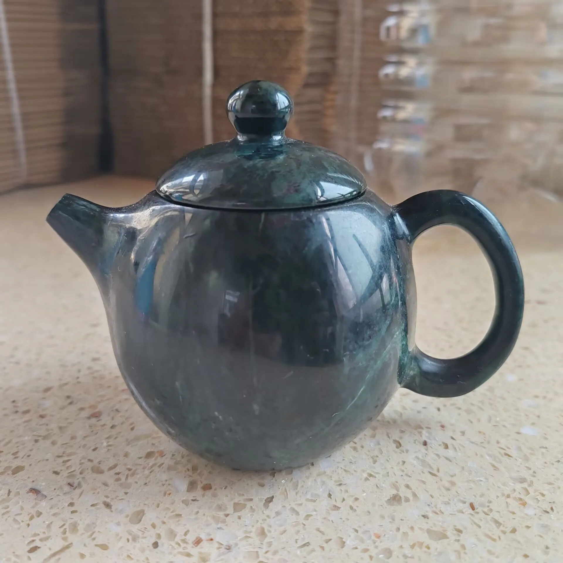 Green Jade Teapot Tibetan Medicine King Stone Water Pots Kettles Chinese Tea Ceremony Natural Healing Magnet Stones Tea Pots