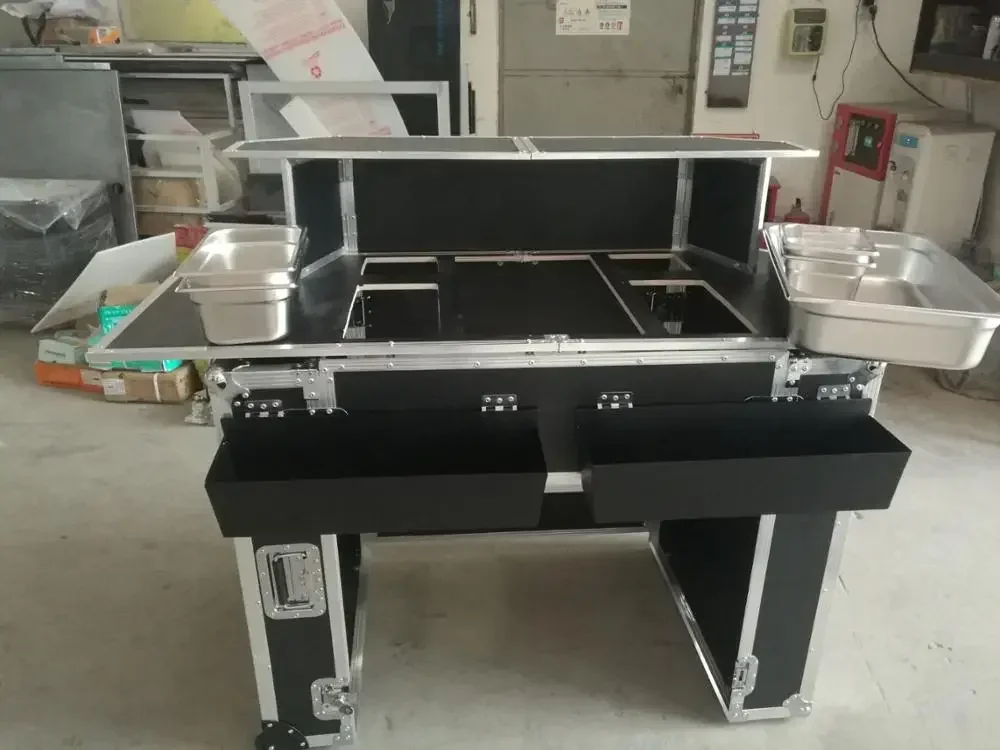 Bartender Mobile Folding Bar Outdoor Bartender BarMobile Bar Counter Box Storage Trolley Mobile Assembly Bar Flight Case Table