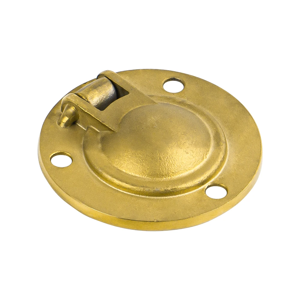 Brass Plating Round Flush Ring Pull 50mm 316 Stainless Steel Round Recessed Door Pull with Screws for Furniture Boat