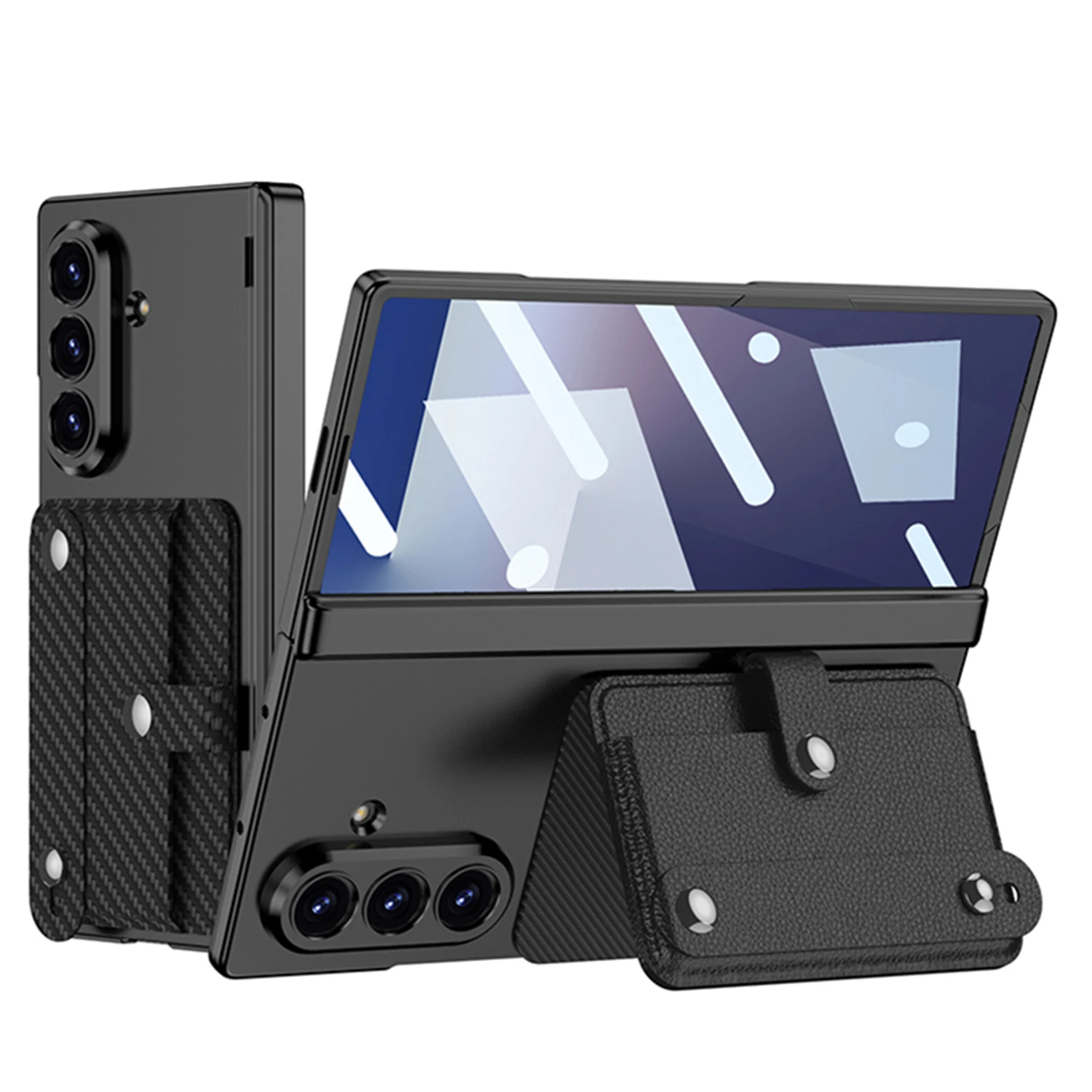 

Держатель для карт-браслета, магнитный складной защитный чехол с шарниром и пленкой из закаленного стекла для Samsung Galaxy Z Fold 7.