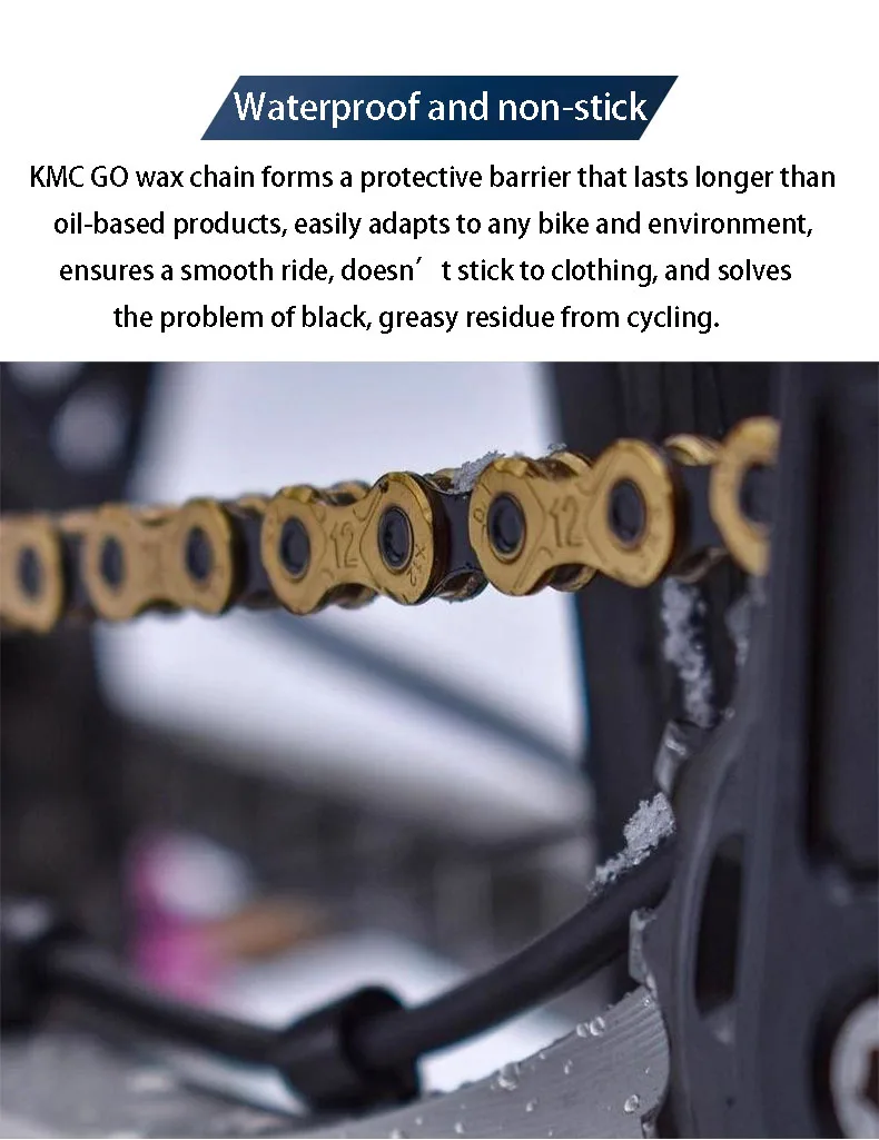 KMC 11\12 Speed Waxed Series Fahrradkette, wasserdichte und antihaftbeschichtete, leichte Halbhohlkette – Detail 5