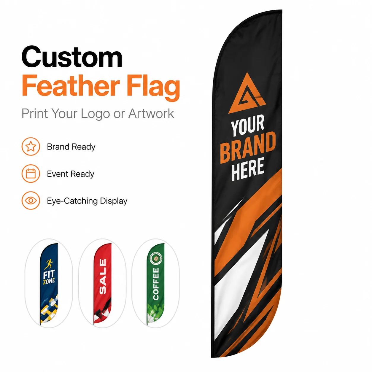 Custom Double Blade Feather Flag Outdoor Advertising Display Banner Personalized Logo Flag Only For Shop Event Promotion