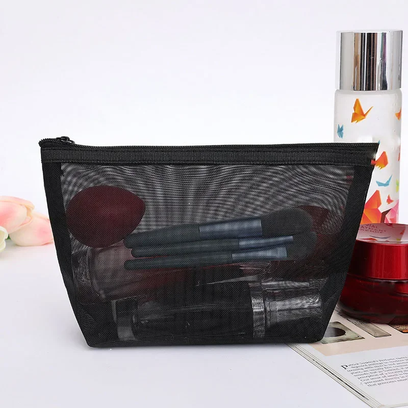 1PC Mesh Small Large Cosmetic Bag for Women Travel Storage Makeup Bag Organizer Female Make Up Pouch Toiletry Beauty Pencil Case