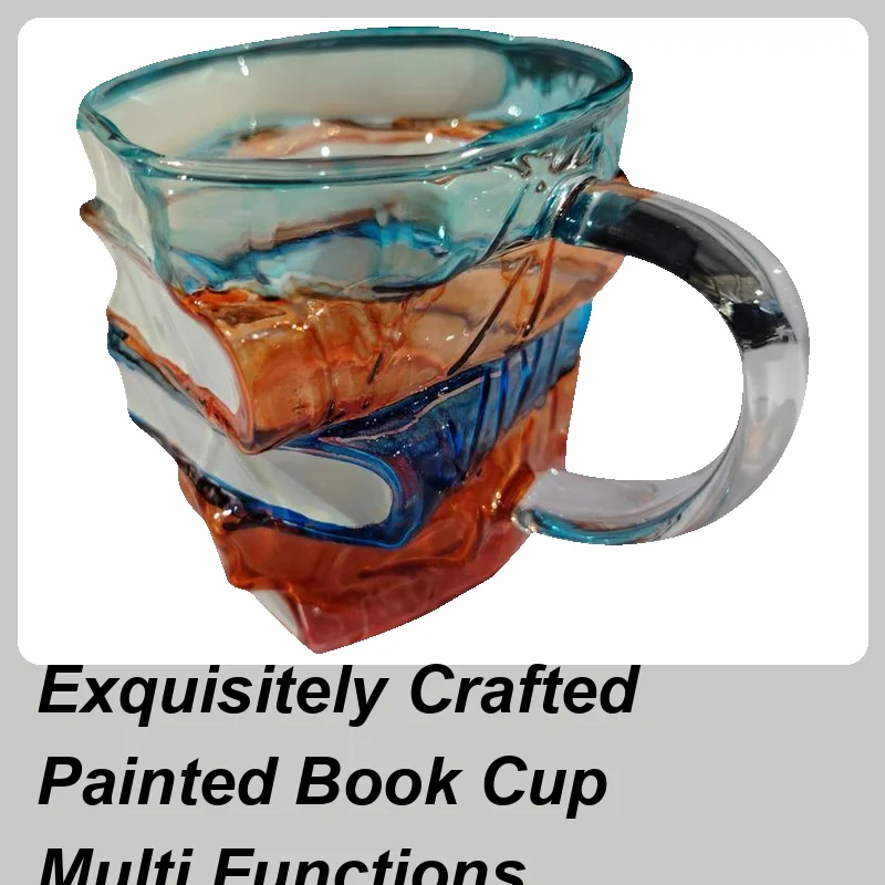 

Painted Book Coffee Mug Glass 3D Book Coffee Cup Handcrafted Chip-Resistant Beverage Container Decorative Drinkware Home Decor