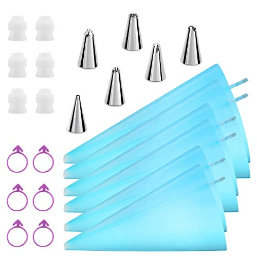 

Reusable Decorating Set: Piping Bags, Tips, Couplers and More by