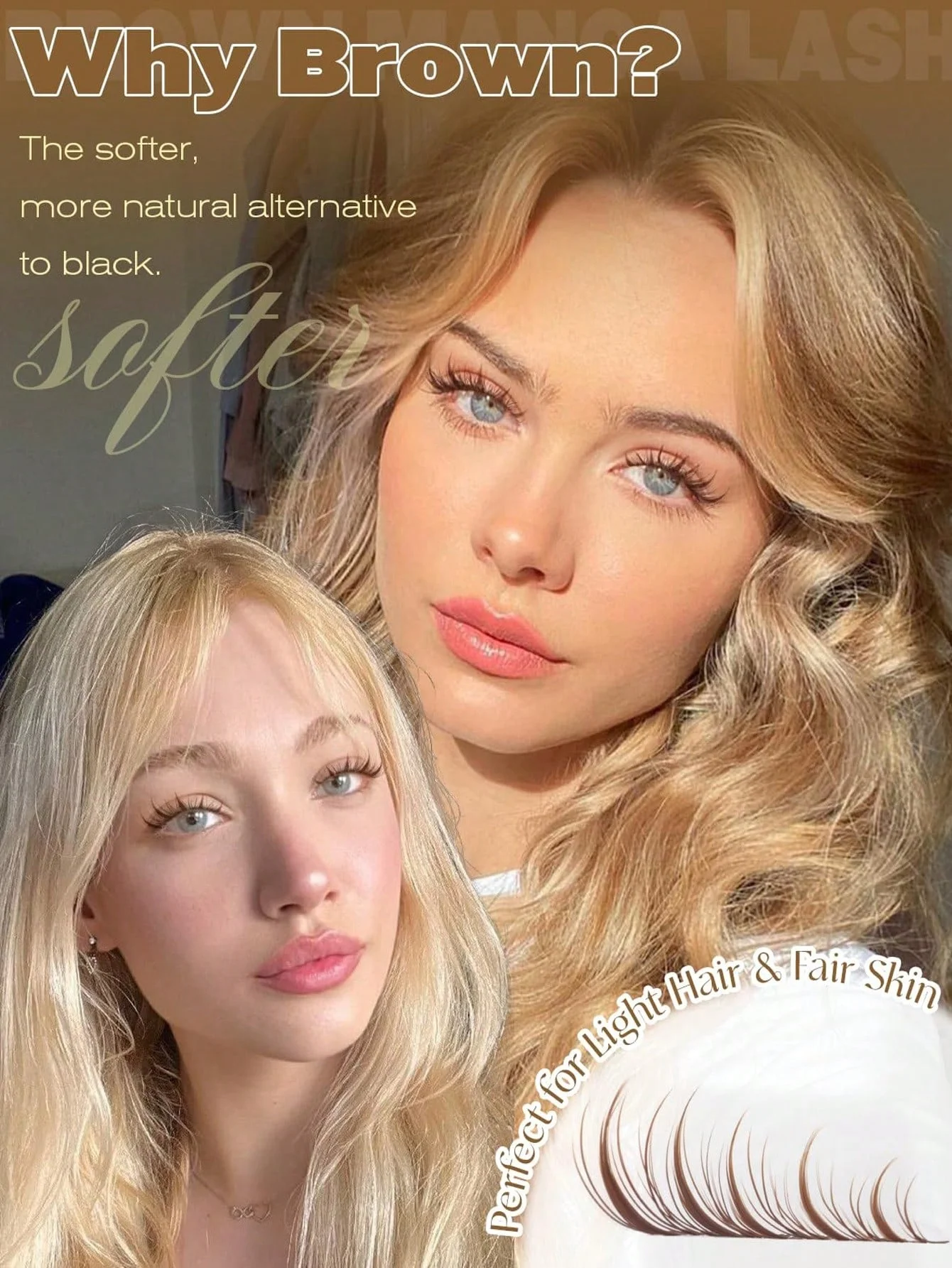 WINKLURE Braune Wispy Lash Clusters, gemischte Länge, C-Curl, flauschige Wimpernverlängerungen mit transparentem Stiel, natürlich aussehend, individuell anpassbar. – Detail 12